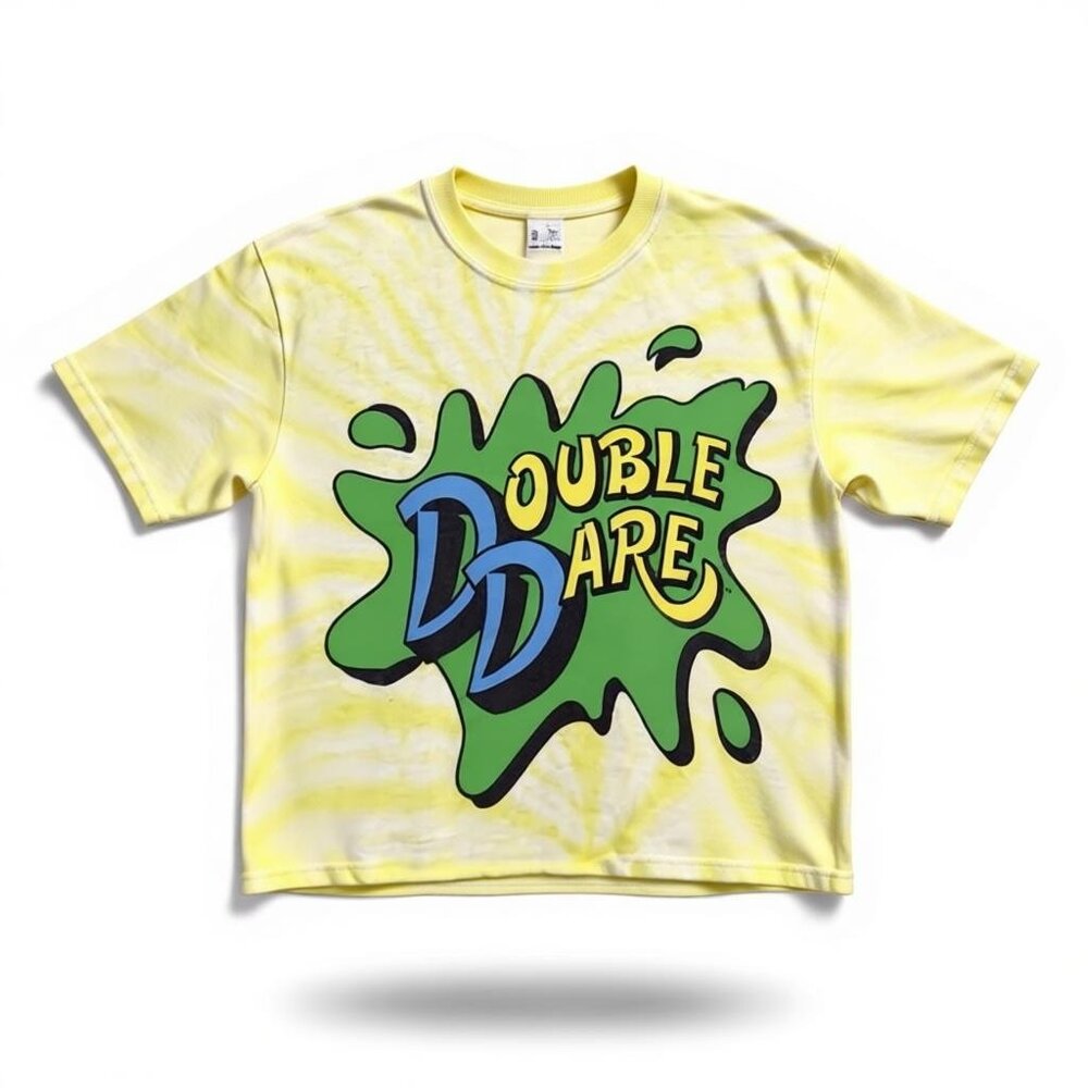 Nickelodeon Double Dare Crop‎ Top Medium Yellow Tie-Dye Graphic Tee